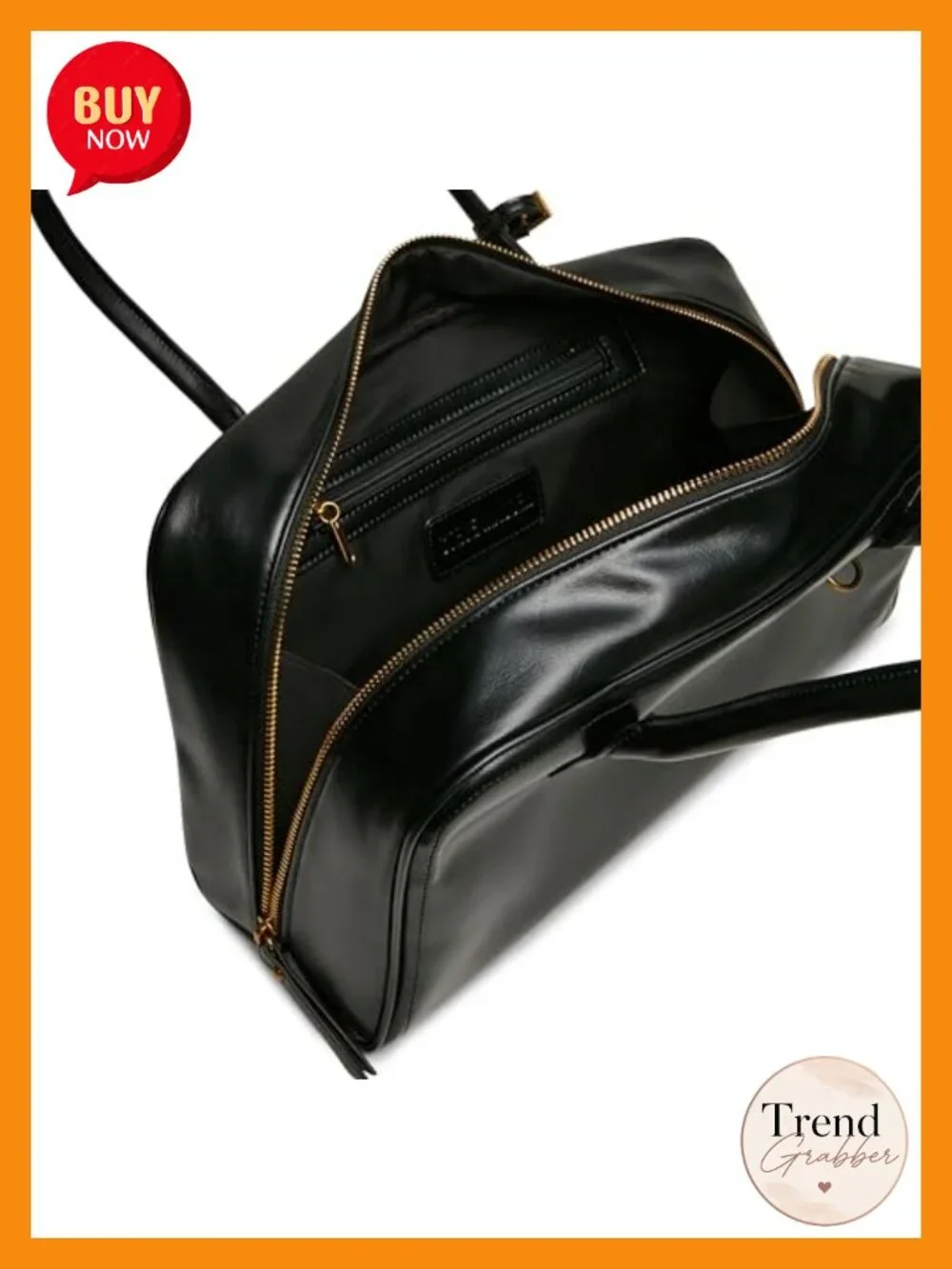 Faux Leather Satchel with Zipper Closure and Interior Pockets